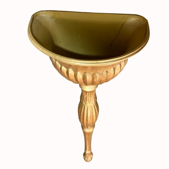 Hollywood Regency Wall Sconce Vintage Gold Tone Pocket Ornate Floral Mid Century - Picture 4 of 14